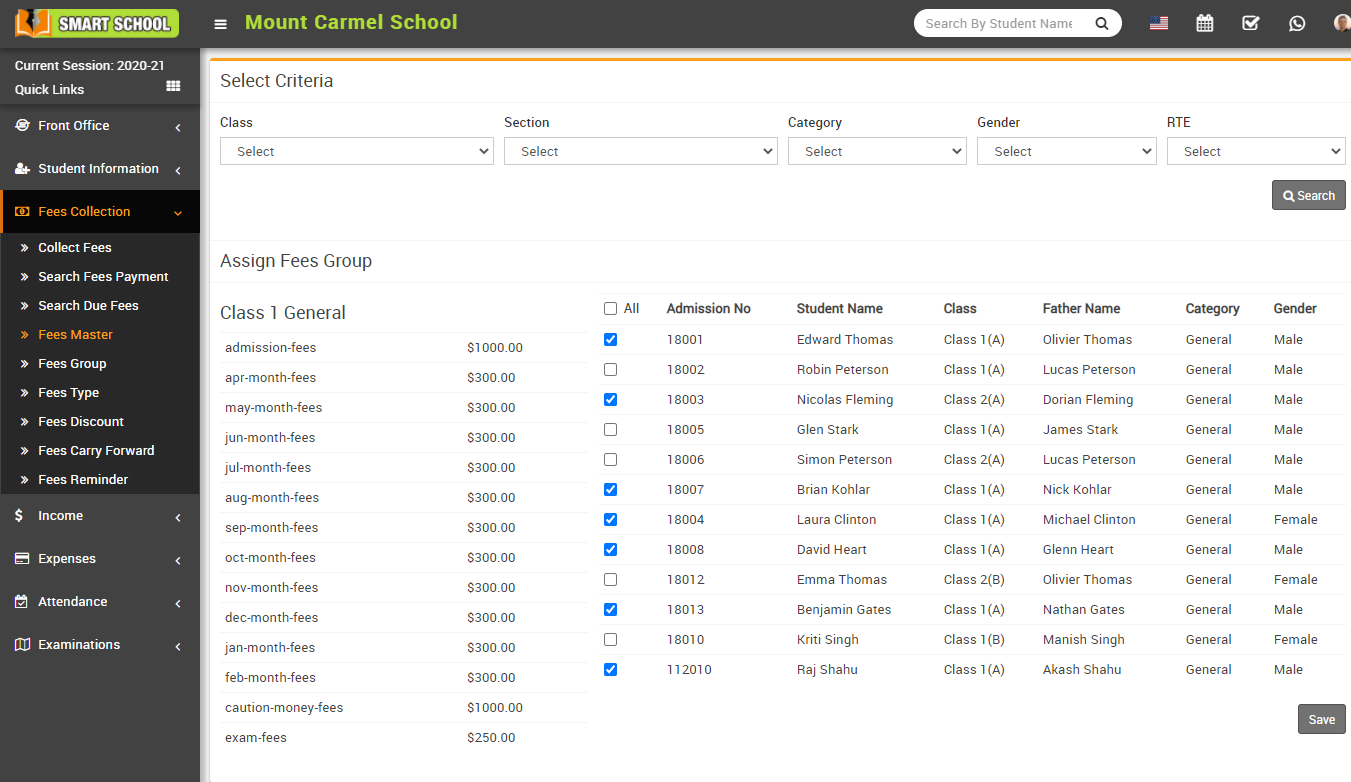 Assign fees group image